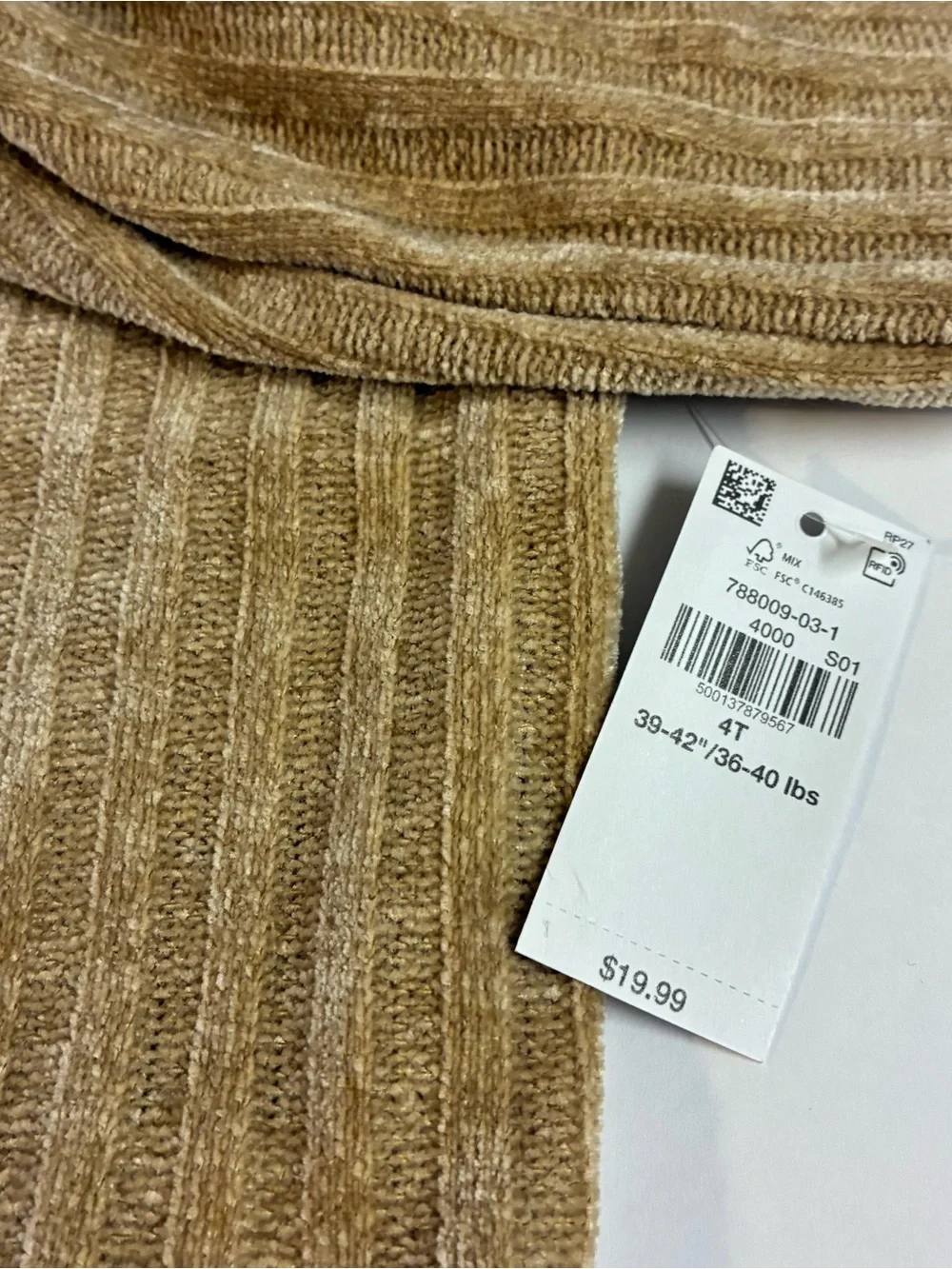 Old navy Cozy Ribbed Chenille Sweatshirt - brown girls size 4T new